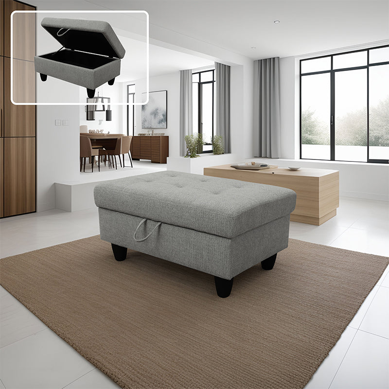 Golden Coast Off-white Flannel Storage Ottoman Living Room Sofa