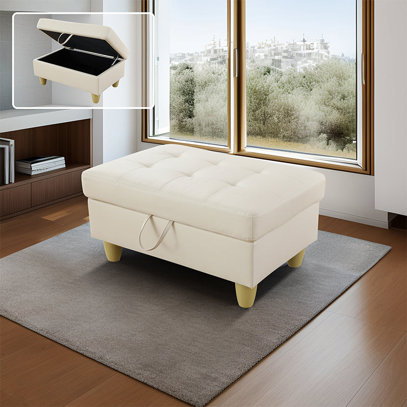 Golden Coast White Faux Leather Storage Ottoman Living Room Sofa