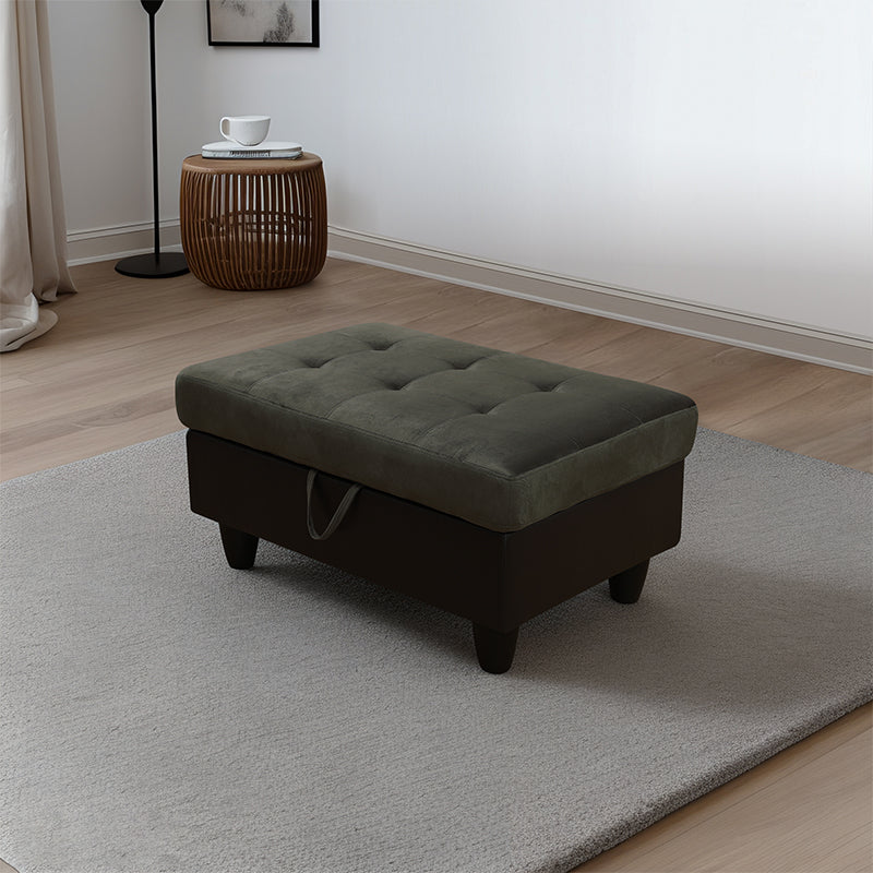 Golden Coast Taupe Flannel And PVC Storage Ottoman Living Room Sofa