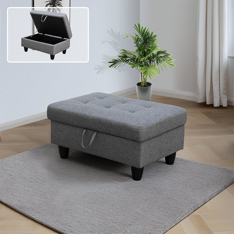 Golden Coast Grey Linen Storage Ottoman Living Room Sofa