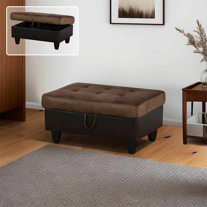 Golden Coast Brown Lint And PVC Storage Ottoman Living Room Sofa