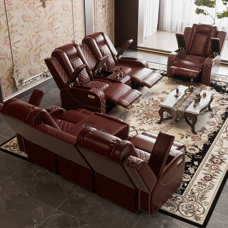 Golden Coast Brown Breathable Leather Adjustable Back Recliner Sofa