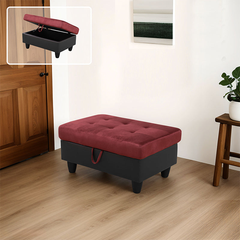 Golden Coast Red Flannel And PVC Storage Ottoman Living Room Sofa