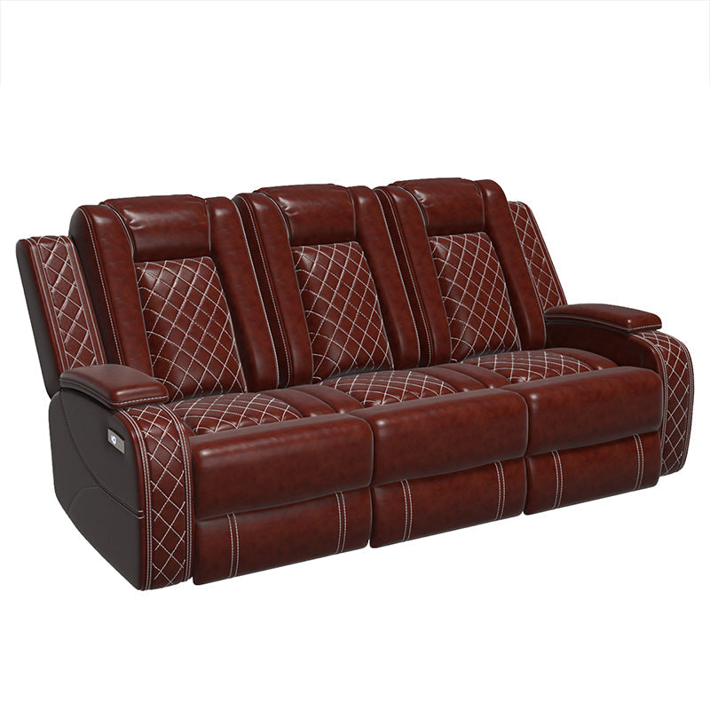 Golden Coast Brown Breathable Leather Adjustable Back Recliner Sofa