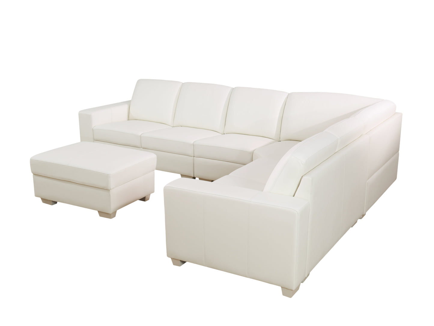 Golden Coast White Cowhide Leather Combo Sofa Set