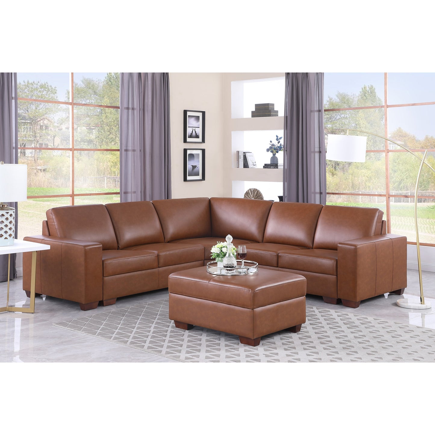 Golden Coast Brown Head Cowhide Sofa Chair
