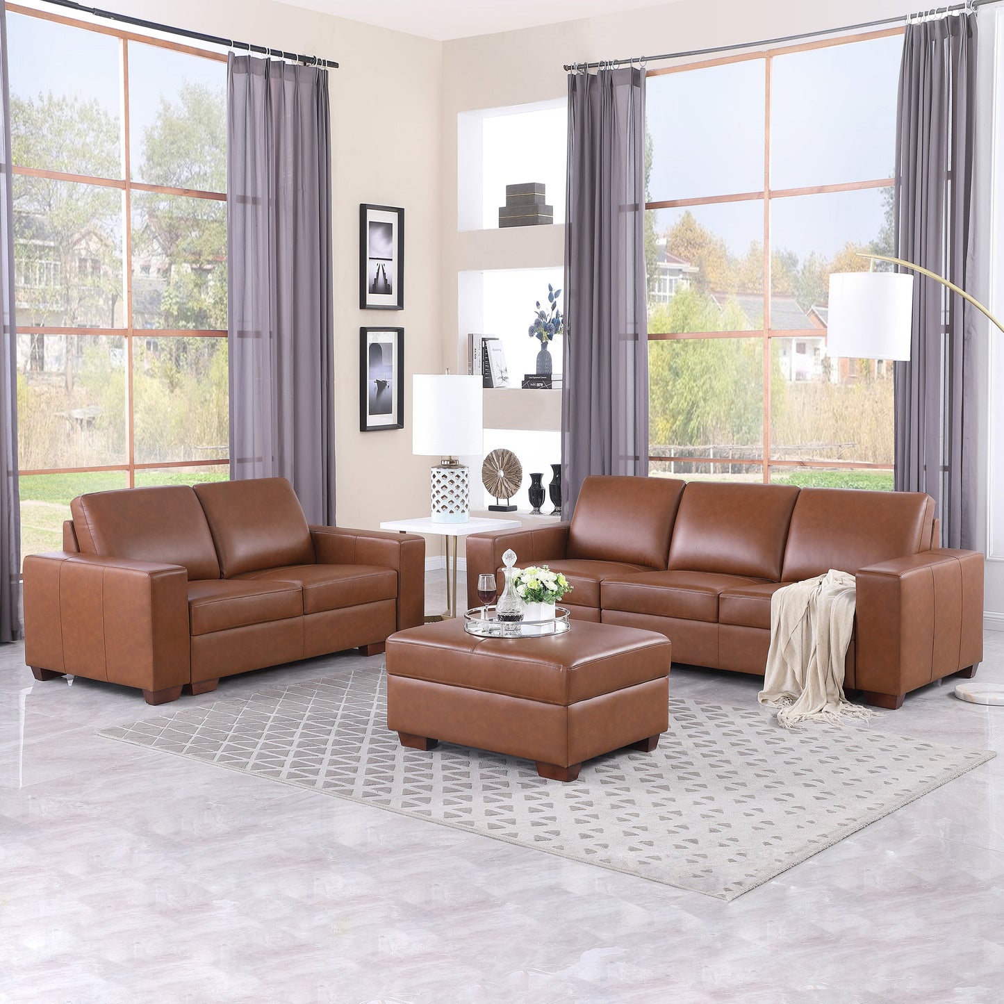Golden Coast Brown Head Cowhide Sofa Chair