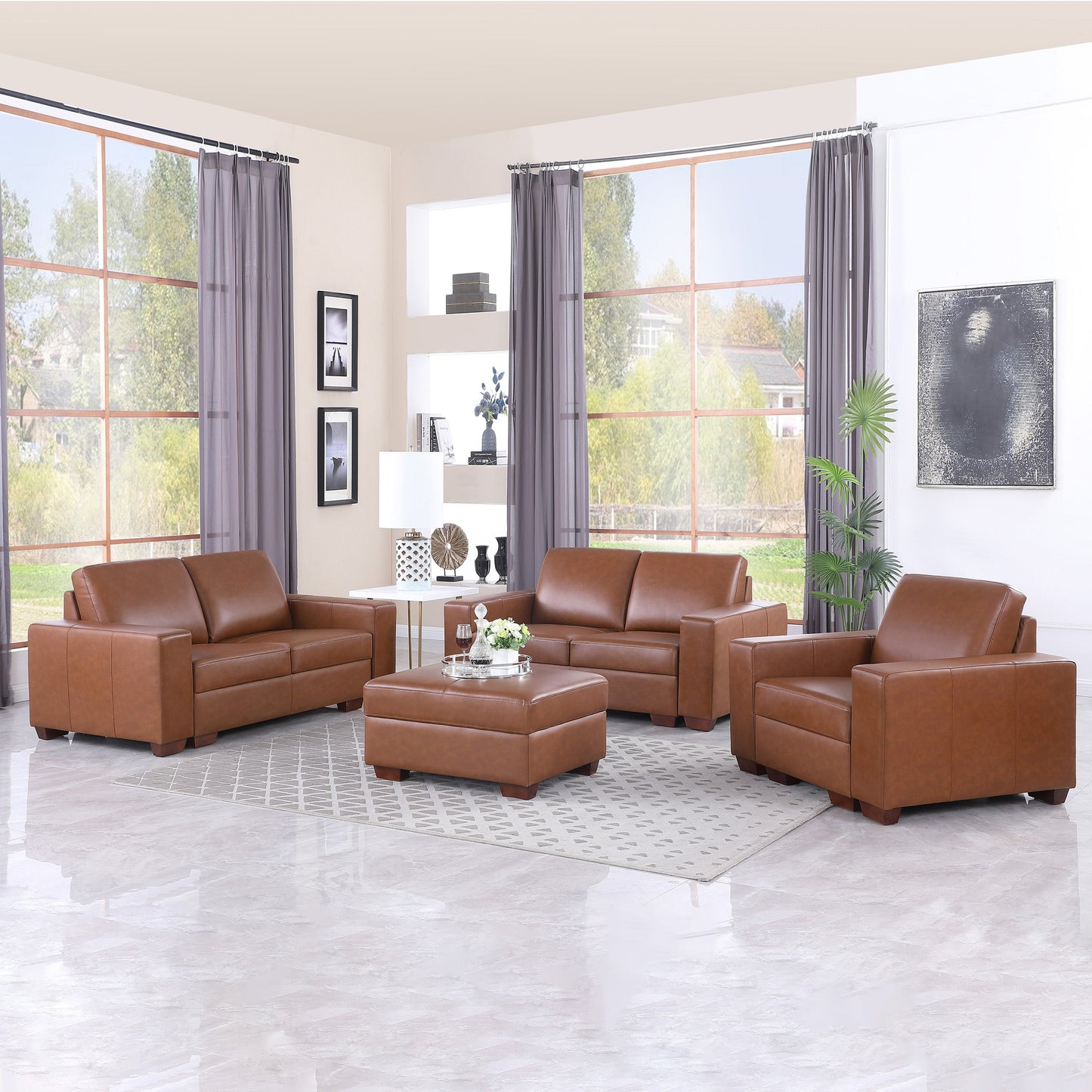 Golden Coast Brown Head Cowhide Sofa Chair