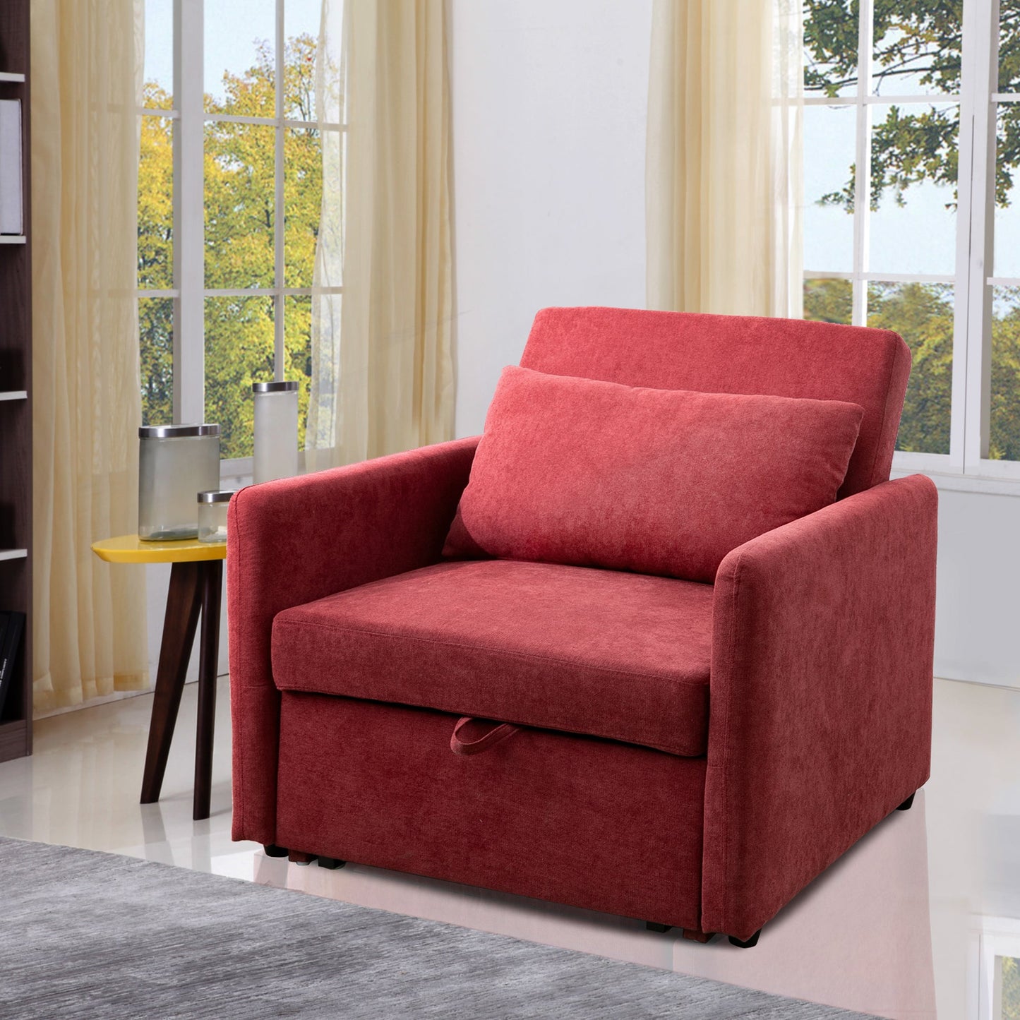 Golden Coast Red Lint Convertible One-Seat Sofabed