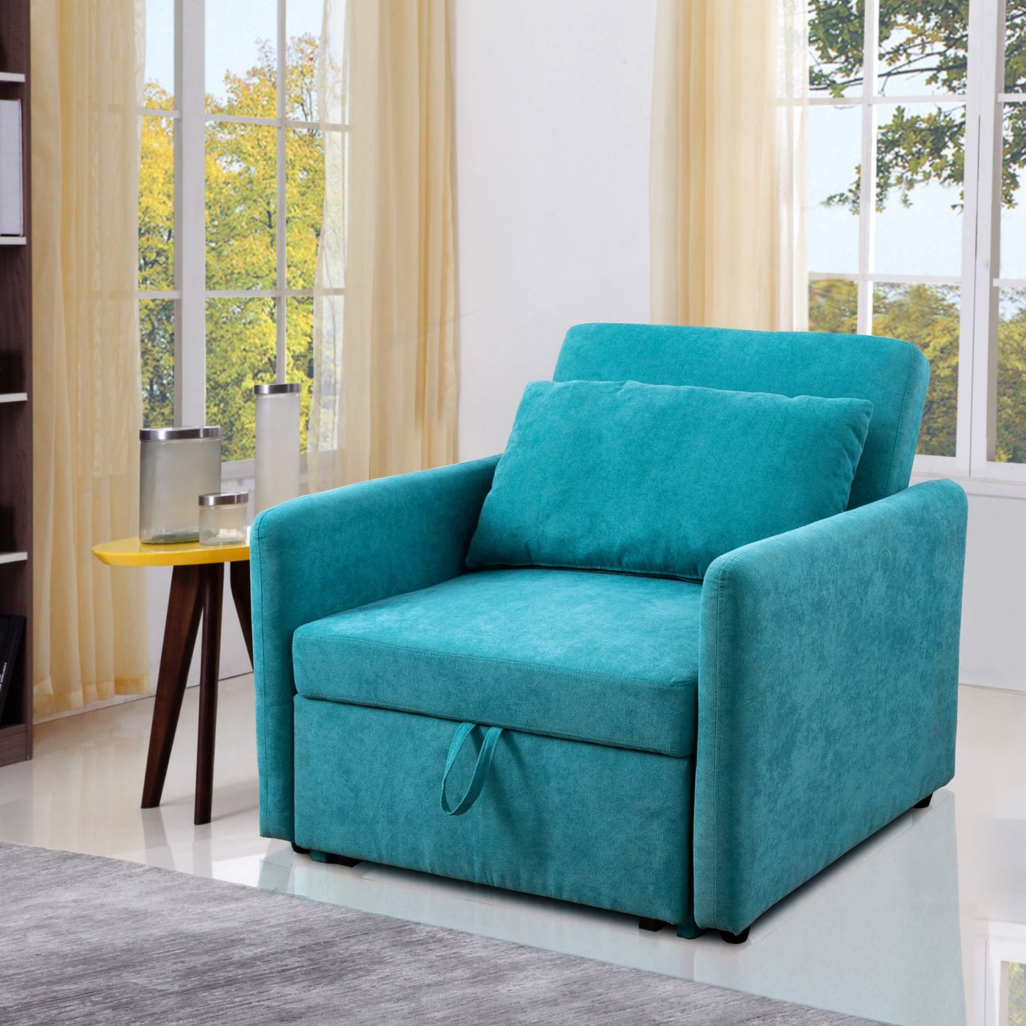 Golden Coast Green Lint Convertible One-Seat Sofabed