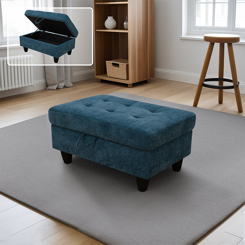 Golden Coast Blue Flannel Storage Ottoman Living Room Sofa