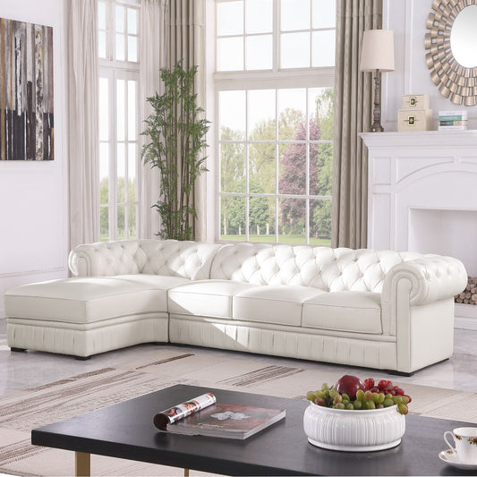 Golden Coast White Cow Top Leather 2-Piece Living Room Sofa Set