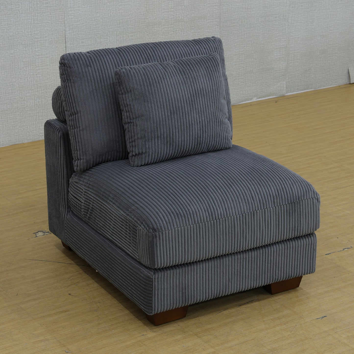 Golden Coast Dark Grey 7 Piece Corduroy Modular Sectional With Storage Ottoman