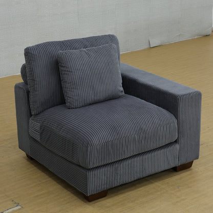 Golden Coast Dark Grey 7 Piece Corduroy Modular Sectional With Storage Ottoman