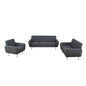 Golden Coast Black Grey Linen 3-Piece Living Room Sofa Set