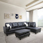 Golden Coast Black Faux Leather L-Shaped Living Room Sectional Sofa Set