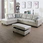 Golden Coast Grey Semi PU Synthetic Leather L-Shaped Living Room Sectional Sofa Set
