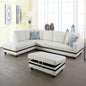 Golden Coast White And Black Synthetic Leather L-Shaped Living Room Sectional Sofa Set