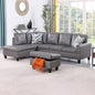 Golden Coast Dark Grey Faux Leather L-Shaped Living Room Sectional Sofa Set