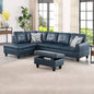 Golden Coast Denim Faux Leather Living Room Sofa Set