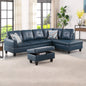 Golden Coast Denim Faux Leather Living Room Sofa Set