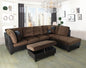 Golden Coast Brown Lint L-Shaped Living Room Sectional Sofa Set
