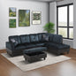 Golden Coast Dark Blue And Brown Lint L-Shaped Living Room Sectional Sofa Set