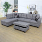 Golden Coast Grey Linen L-Shaped Living Room Sectional Sofa Set